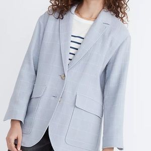 Madewell Cotton-Linen Relaxed Larsen Blazer in Windowpane